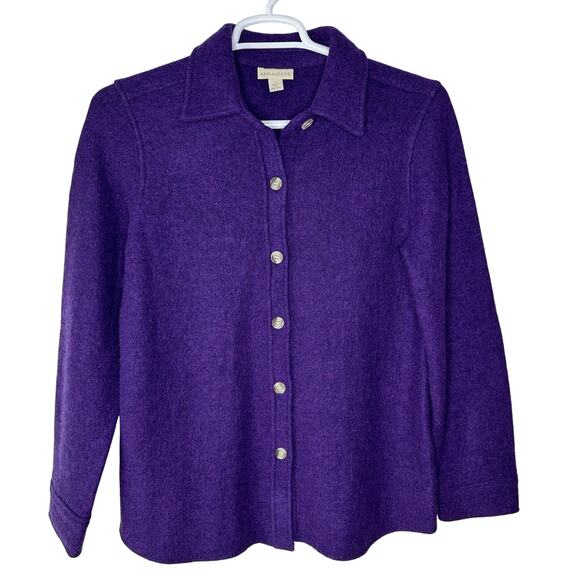 Appleseed's Women's Small Shacket 100% Wool Boiled Purple Button Up EUC - Picture 1 of 6
